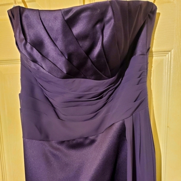 David's Bridal Plum Colored Satin Gown-Size 10 - Picture 1 of 7